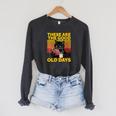 Women's These Are The Good Old Days Cat Reading A Book Raglan Sleeve Sweatshirt Dark Grey Heather Women's These Are The Good Old Days Cat Reading A Book Raglan Sleeve Sweatshirt Dark Grey Heather