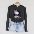 Yaoi Eat Sleep Repeat Manga Anime Book Premium Tri-Blend Raglan Sleeve Sweatshirt Dark Grey Heather