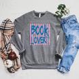 Book Lover Reading Enthusiast Bold Stripes Comfort Colors Crop Top Raglan Sleeve Sweatshirt Deep Heather