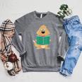 Cute Dog Reading A Human Training Book Dog Raglan Sleeve Sweatshirt Deep Heather