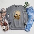 Existential Crisis Club Lifetime Member Skull Books Sarcasm Raglan Sleeve Sweatshirt Deep Heather