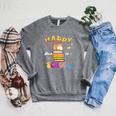 Happy Back To School Cat Books The Start Of The School Year Raglan Sleeve Sweatshirt Deep Heather