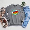 Kids Boys Finn Name Comic Book Superhero Raglan Sleeve Sweatshirt Deep Heather