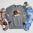 Labrador Retriever Dog Bookworm Reading Book Graphic Raglan Sleeve Sweatshirt Deep Heather