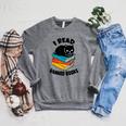 I Read Banned Books Tshirt Cat Reader Bookworm Women Raglan Sleeve Sweatshirt Deep Heather