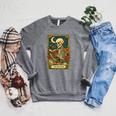 The Reader Skeleton Reading Books Tarot Card Dark Academia Raglan Sleeve Sweatshirt Deep Heather