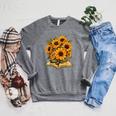 Sunflowers Flowers Book Floral Raglan Sleeve Sweatshirt Deep Heather
