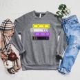 Threadless Grey Sky Chai Nonbinary Pride Book Stack Graphic Raglan Sleeve Sweatshirt Deep Heather