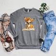 Tiny Puppy Open Book Reading Dog Lover Graphic Round Glasses Raglan Sleeve Sweatshirt Deep Heather