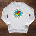 4-4th Birthday Superhero Four Years Old Comic Book Raglan Sleeve Sweatshirt Heather Mustard
