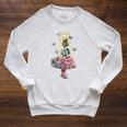 Alice In Wonderland Magical Garden Vintage Book Raglan Sleeve Sweatshirt Heather Mustard