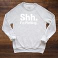 Author Novel Writer Book Lover Quote Shh I'm Plotting Raglan Sleeve Sweatshirt Heather Mustard