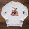Book Reading Skull Skeleton Flowers Floral Bookish Butterfly Raglan Sleeve Sweatshirt Heather Mustard