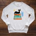 Cat And Books Retro Midcentury Mid Century Aesthetic Raglan Sleeve Sweatshirt Heather Mustard Cat And Books Retro Midcentury Mid Century Aesthetic Raglan Sleeve Sweatshirt Heather Mustard