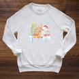 Christmas Tree Snowman Reindeer Book Stack Librarian Raglan Sleeve Sweatshirt Heather Mustard
