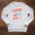 Coffee And Books I Love Them Both Vintage Retro Book Lover Raglan Sleeve Sweatshirt Heather Mustard