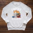 Coffee Cats And Books Cute Kitten Reading Raglan Sleeve Sweatshirt Heather Mustard