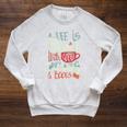Coffee Cats And Books Cute Kitty Reading Raglan Sleeve Sweatshirt Heather Mustard
