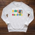 All The-Cool Kids Are Reading Teacher Book Lover Librarian Raglan Sleeve Sweatshirt Heather Mustard