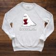 Cute Bookish Halloween Ghost Readers And Book Lovers Raglan Sleeve Sweatshirt Heather Mustard
