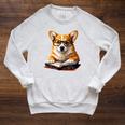 Cute Dog Corgi Reading Book Raglan Sleeve Sweatshirt Heather Mustard Cute Dog Corgi Reading Book Raglan Sleeve Sweatshirt Heather Mustard