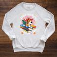 Easily Distracted By Dogs And Books Pets Books Lovers Raglan Sleeve Sweatshirt Heather Mustard