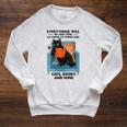 Everything Will Be Just Fine Cats Books And Wine Raglan Sleeve Sweatshirt Heather Mustard
