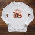 Fox And Book Lover Graphic For Women And Spring Pink Flower Raglan Sleeve Sweatshirt Heather Mustard