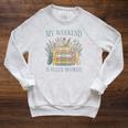 My Weekend Is Fully Booked Books Lover Raglan Sleeve Sweatshirt Heather Mustard