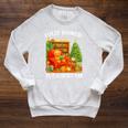 Fully Booked For Christmas Holiday Book Lover Santa Raglan Sleeve Sweatshirt Heather Mustard