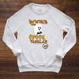 Ghost Books Are Spook-Tacular Halloween Spectacular Reading Raglan Sleeve Sweatshirt Heather Mustard