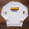 Jesus The Original Superhero Comic Book Christian Faith Raglan Sleeve Sweatshirt Heather Mustard Jesus The Original Superhero Comic Book Christian Faith Raglan Sleeve Sweatshirt Heather Mustard