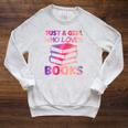 Just A Girl Who Loves Books Raglan Sleeve Sweatshirt Heather Mustard