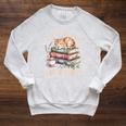 Just A Girl Who Loves Cats And Books Reading Librarian Raglan Sleeve Sweatshirt Heather Mustard
