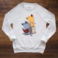 Kawaii Kittens Cats Tea And Books Cartoon Cat For Men Women Girls Kids Raglan Sleeve Sweatshirt Heather Mustard