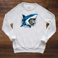 Kids Shark With School Books Back To School Shark Lovers Raglan Sleeve Sweatshirt Heather Mustard