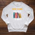 Ladies Books Just a Girl Who Loves To Read Girl Raglan Sleeve Sweatshirt Heather Mustard