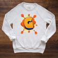 Letter G Initial Comic Book Vintage Matching Family Fun Raglan Sleeve Sweatshirt Heather Mustard