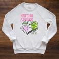 Matcha & Books Club Green Tea Latte Lovers Raglan Sleeve Sweatshirt Heather Mustard