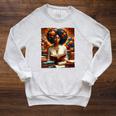 Melanin Queen Afro WomenEducated Reading Book History Raglan Sleeve Sweatshirt Heather Mustard