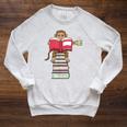 Monkey Reading Books And Drinking Tea Raglan Sleeve Sweatshirt Heather Mustard Monkey Reading Books And Drinking Tea Raglan Sleeve Sweatshirt Heather Mustard