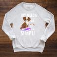 My Needs Are Simple Dog Coffee Books Humor Raglan Sleeve Sweatshirt Heather Mustard