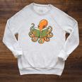 Octopus Reading Book Bookworm Librarian Women Men Kids Raglan Sleeve Sweatshirt Heather Mustard
