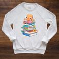 Octopus Reading Bookworm Book Reading Octopus Lover Raglan Sleeve Sweatshirt Heather Mustard