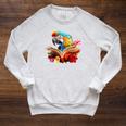 Parrot Reading Book Raglan Sleeve Sweatshirt Heather Mustard