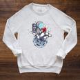 Reading Read Books Reader Nerd Cartoon Astronaut Moon Raglan Sleeve Sweatshirt Heather Mustard