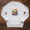 Reading Watercolor Books Love Books Girls Raglan Sleeve Sweatshirt Heather Mustard