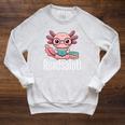 Readsalotl Axolotl Reading Cute Book Lover Bookworm Premium Tri-Blend Raglan Sleeve Sweatshirt Heather Mustard