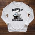 Skeleton Reading Book With Coffee Raglan Sleeve Sweatshirt Heather Mustard