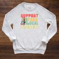 Support Your Local Library Book Readers Lovers Teacher Raglan Sleeve Sweatshirt Heather Mustard